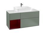 Villeroy und Boch Finion Waschtischunterschrank G161HBGM 120cm, Abdeckplatte white matt, Emotion, Regal links Peony, Olive Matt Lacquer