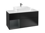 Villeroy und Boch Finion Waschtischunterschrank G161HGPD 120cm, Abdeckplatte white matt, Emotion, Regal links Midnight Blue Matt Lacquer, Black matt lacquer