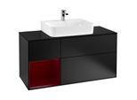 Villeroy und Boch Finion Waschtischunterschrank G162HBPD 120cm, Abdeckplatte black matt, Emotion, Regal links Peony, Black matt lacquer
