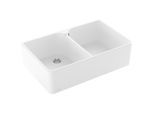 Villeroy und Boch Spülstein Doppelbecken 638001RW Ablaufgarnitur mit Handbetätigung, Stone White