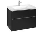 Villeroy und Boch Subway 3.0 Waschtisch-Unterschrank C574L0VL 77,2x57,6x47,8cm, mit LED/Griff Aluminium glänzend, volcano black
