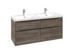 Villeroy und Boch Subway 3.0 Waschtisch-Unterschrank C568L1RK 127,2x56,6x47,8cm, mit LED/Griff Volcano black, stone oak