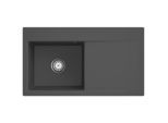 Villeroy und Boch Subway Style 50 Einbauspüle 335201i4 links, mit Ablaufgarnitur, 900 x 510 mm, Handbetätigung, graphit CeramicPlus