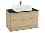 Villeroy und Boch Finion Waschtischunterschrank G10200PC 100x60,3x50,1cm, Abdeckplatte black matt, Oak Veneer