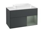 Villeroy und Boch Finion Waschtischunterschrank F251GMHG 100x60,3cm, Abdeckplatte white matt, Regal rechts Olive Matt Lacquer, Midnight Blue Matt Lacquer