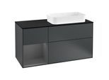Villeroy und Boch Finion Waschtischunterschrank F272GKHG 120cm, Abdeckplatte black matt, Regal links Anthracite matt, Midnight Blue Matt Lacquer