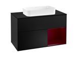 Villeroy und Boch Finion Waschtischunterschrank G252HBPD 100cm, Abdeckplatte black matt, Emotion, Regal rechts Peony, Black matt lacquer
