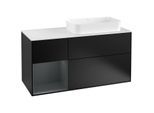 Villeroy und Boch Finion Waschtischunterschrank G271HGPD 120cm, Abdeckplatte white matt, Emotion, Regal links Midnight Blue Matt Lacquer, Black matt lacquer