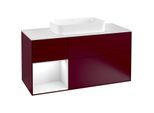 Villeroy und Boch Finion Waschtischunterschrank F291GFHB 120cm, Abdeckplatte white matt, Regal links Glossy white lacquer, Peony Matt