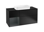Villeroy und Boch Finion Waschtischunterschrank F292HGPD 120cm, Abdeckplatte black matt, Regal links Midnight Blue Matt Lacquer, Black matt lacquer