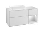 Villeroy und Boch Finion Waschtischunterschrank G281MTMT 120cm, Abdeckplatte white matt, Emotion, Regal rechts White matt lacquer, White matt lacquer