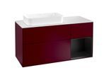 Villeroy und Boch Finion Waschtischunterschrank F281PDHB 120cm, Abdeckplatte white matt, Regal rechts Black matt lacquer, Peony Matt