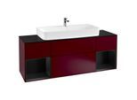 Villeroy und Boch Finion Waschtischunterschrank G212PDHB 160cm, Abdeckplatte black matt, Emotion, Regale Black matt lacquer, Peony Matt