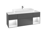 Villeroy und Boch Finion Waschtischunterschrank G211GFGK 160cm, Abdeckplatte white matt, Emotion, Regale Glossy white lacquer, Anthracite matt