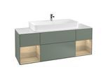 Villeroy und Boch Finion Waschtischunterschrank G211PCGM 160cm, Abdeckplatte white matt, Emotion, Regale Oak Veneer, Olive Matt Lacquer