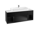 Villeroy und Boch Finion Waschtischunterschrank F211PDPD 160cm, Abdeckplatte white matt, Regale Black matt lacquer, Black matt lacquer