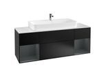 Villeroy und Boch Finion Waschtischunterschrank F211HGPD 160cm, Abdeckplatte white matt, Regale Midnight matt lacquer, Black matt lacquer