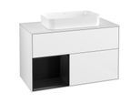 Villeroy und Boch Finion Waschtischunterschrank G241PDGF 100cm, Abdeckplatte white matt, Emotion, Regal links Black matt lacquer, Glossy white lacquer