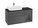 Villeroy und Boch Finion Waschtischunterschrank G152GKGK 120cm, Abdeckplatte black matt, Emotion, Regal links Anthracite matt, Anthracite matt
