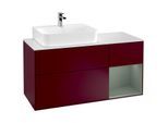 Villeroy und Boch Finion Waschtischunterschrank G151GMHB 120cm, Abdeckplatte white matt, Emotion, Regal links Olive Matt Lacquer, Peony Matt