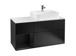 Villeroy und Boch Finion Waschtischunterschrank G141PDPD 120cm, Abdeckplatte white matt, Emotion, Regal links Black matt lacquer, Black matt lacquer