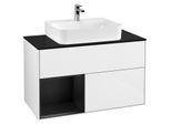 Villeroy und Boch Finion Waschtischunterschrank F112PDGF 100cm, Abdeckplatte white matt, Regal links Black matt lacquer, Glossy white lacquer