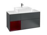 Villeroy und Boch Finion Waschtischunterschrank G161HBHG 120cm, Abdeckplatte white matt, Emotion, Regal links Peony, Midnight Blue Matt Lacquer