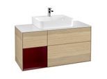 Villeroy und Boch Finion Waschtischunterschrank G161HBPC 120cm, Abdeckplatte white matt, Emotion, Regal links Peony, Oak Veneer