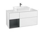 Villeroy und Boch Finion Waschtischunterschrank G161HGGF 120cm, Abdeckplatte white matt, Emotion, Regal links Midnight Blue Matt Lacquer, Glossy white lacquer