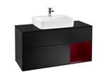 Villeroy und Boch Finion Waschtischunterschrank F172HBPD 120cm, Abdeckplatte black matt, Regal rechts Peony, Black matt lacquer