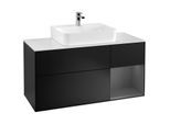 Villeroy und Boch Finion Waschtischunterschrank F171GKPD 120cm, Abdeckplatte white matt, Regal rechts Anthracite matt, Black matt lacquer