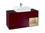 Villeroy und Boch Finion Waschtischunterschrank F172PCHB 120cm, Abdeckplatte black matt, Regal rechts Oak Veneer, Peony Matt