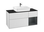 Villeroy und Boch Finion Waschtischunterschrank G172HGMT 120cm, Abdeckplatte black matt, Emotion, Regal rechts Midnight Blue Matt Lacquer, White matt lacquer