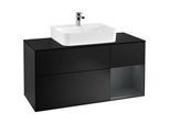 Villeroy und Boch Finion Waschtischunterschrank G172HGPD 120cm, Abdeckplatte black matt, Emotion, Regal rechts Midnight Blue Matt Lacquer, Black matt lacquer