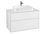 Villeroy und Boch Finion Waschtischunterschrank G35100GF 100x60,3cm, Emotion, Abdeckplatte white matt, Glossy white lacquer