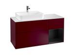 Villeroy und Boch Finion Waschtischunterschrank G401PDHB 120cm, Abdeckplatte white matt, Emotion, Regal rechts Black matt lacquer, Peony Matt