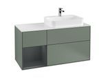 Villeroy und Boch Finion Waschtischunterschrank G391HGGM 120cm, Abdeckplatte white matt, Emotion, Regal links Midnight Blue Matt Lacquer, Olive Matt Lacquer