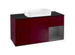 Villeroy und Boch Finion Waschtischunterschrank G302GKHB 120cm, Abdeckplatte black matt, Emotion, Regal rechts Anthracite matt, Peony Matt