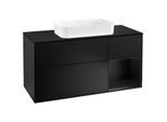 Villeroy und Boch Finion Waschtischunterschrank F302PDPD 120cm, Abdeckplatte black matt, Regal rechts Black matt lacquer, Black matt lacquer