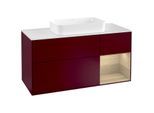 Villeroy und Boch Finion Waschtischunterschrank G301PCHB 120cm, Abdeckplatte white matt, Emotion, Regal rechts Oak Veneer, Peony Matt