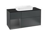 Villeroy und Boch Finion Waschtischunterschrank G292GKHG 120cm, Abdeckplatte black matt, Emotion, Regal links Anthracite matt, Midnight Blue Matt Lacquer