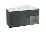 Villeroy und Boch Finion Waschtischunterschrank F301GMHG 120cm, Abdeckplatte white matt, Regal rechts Olive Matt Lacquer, Midnight Blue Matt Lacquer