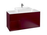 Villeroy und Boch Finion Waschtischunterschrank F411HBHB 120cm, Abdeckplatte white matt, Regal links Peony, Peony Matt