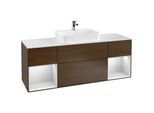 Villeroy und Boch Finion Waschtischunterschrank G451MTGN 160cm, Abdeckplatte white matt, Emotion, Regale White matt lacquer, Walnut veneer