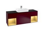 Villeroy und Boch Finion Waschtischunterschrank F452HFHB 160x60,3cm, Abdeckplatte black matt, Regale Gold matt lacquer, Peony Matt