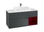 Villeroy und Boch Finion Waschtischunterschrank G421HBHG 120cm, Abdeckplatte white matt, Emotion, Regal rechts Peony matt, Midnight Blue Matt Lacquer