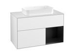 Villeroy und Boch Finion Waschtischunterschrank F251PDGF 100x60,3cm, Abdeckplatte white matt, Regal rechts Black matt lacquer, Glossy white lacquer