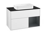 Villeroy und Boch Finion Waschtischunterschrank F252HGGF 100x60,3cm, Abdeckplatte black matt, Regal rechts Midnight Blue Matt Lacquer, Glossy white lacquer
