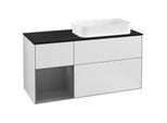 Villeroy und Boch Finion Waschtischunterschrank F272GKMT 120cm, Abdeckplatte black matt, Regal links Anthracite matt, White matt lacquer