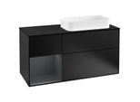 Villeroy und Boch Finion Waschtischunterschrank F272HGPD 120cm, Abdeckplatte black matt, Regal links Midnight Blue Matt Lacquer, Black matt lacquer